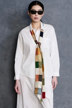 Chan Luu Exaggerated Silk Tie Scarf Patchwork