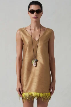 Chan Luu Feather Dupioni Tank Cae