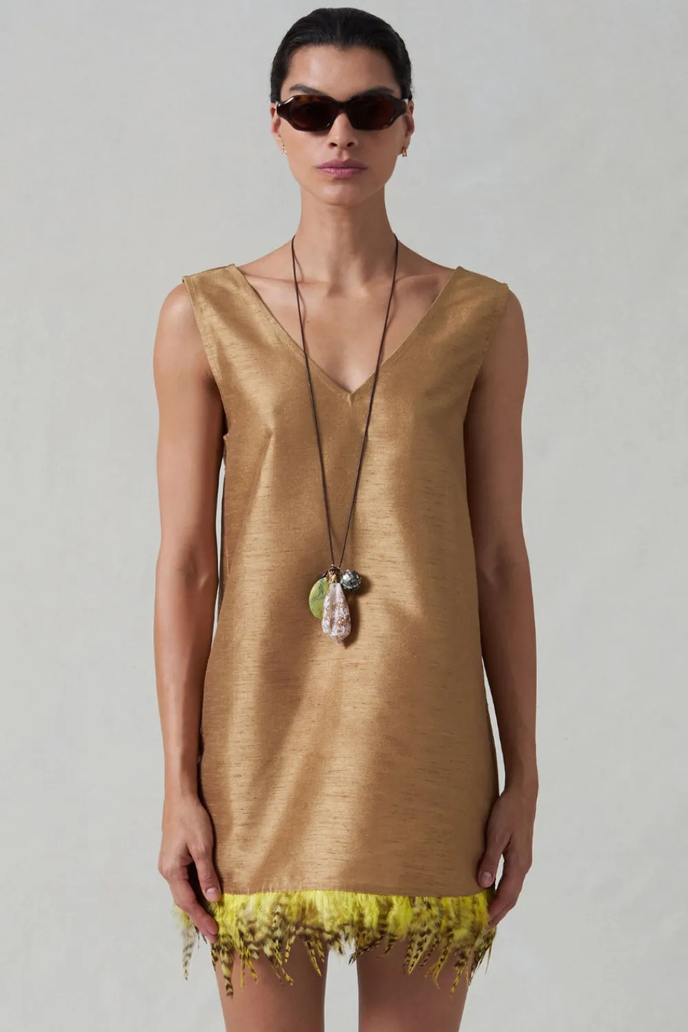 Chan Luu Feather Dupioni Tank Cae
