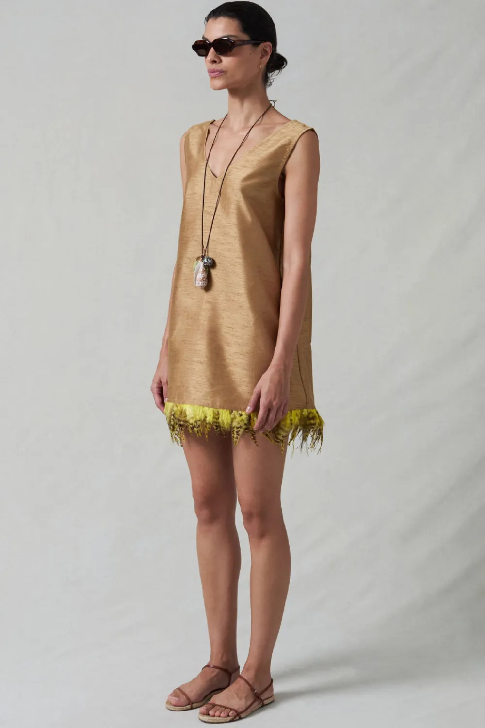 Chan Luu Feather Dupioni Tank Cae