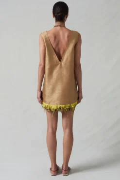 Chan Luu Feather Dupioni Tank Cae