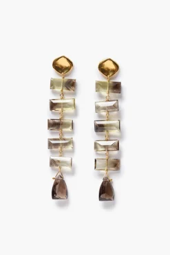 Chan Luu Fishbone Tiered Earrings Quartz