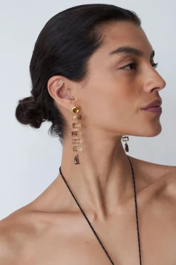 Chan Luu Fishbone Tiered Earrings Quartz