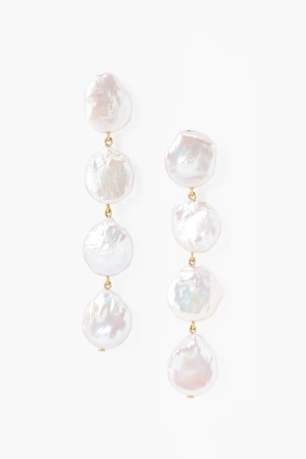 Chan Luu Four Tiered White Keshi Pearl Earrings