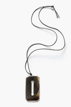 Chan Luu Hall Pass Padlock Necklace Brown
