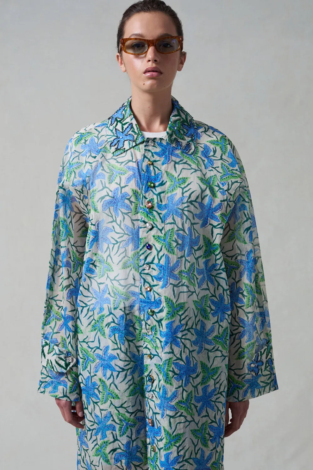Chan Luu Iggy Paper Trench Coat adive Bue
