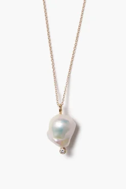Chan Luu 14k Diamond Baroque Necklace White Pearl