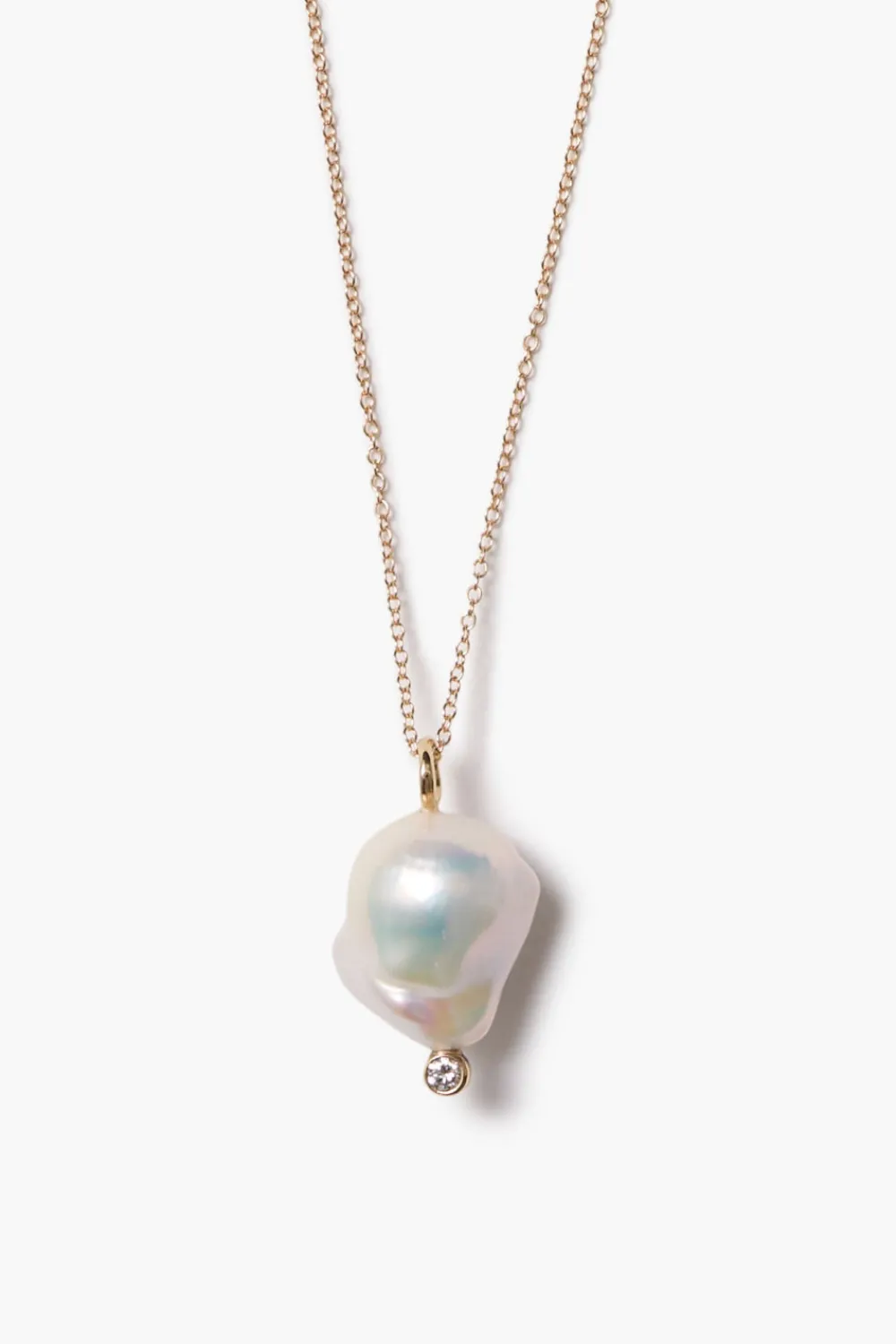 Chan Luu 14k Diamond Baroque Necklace White Pearl