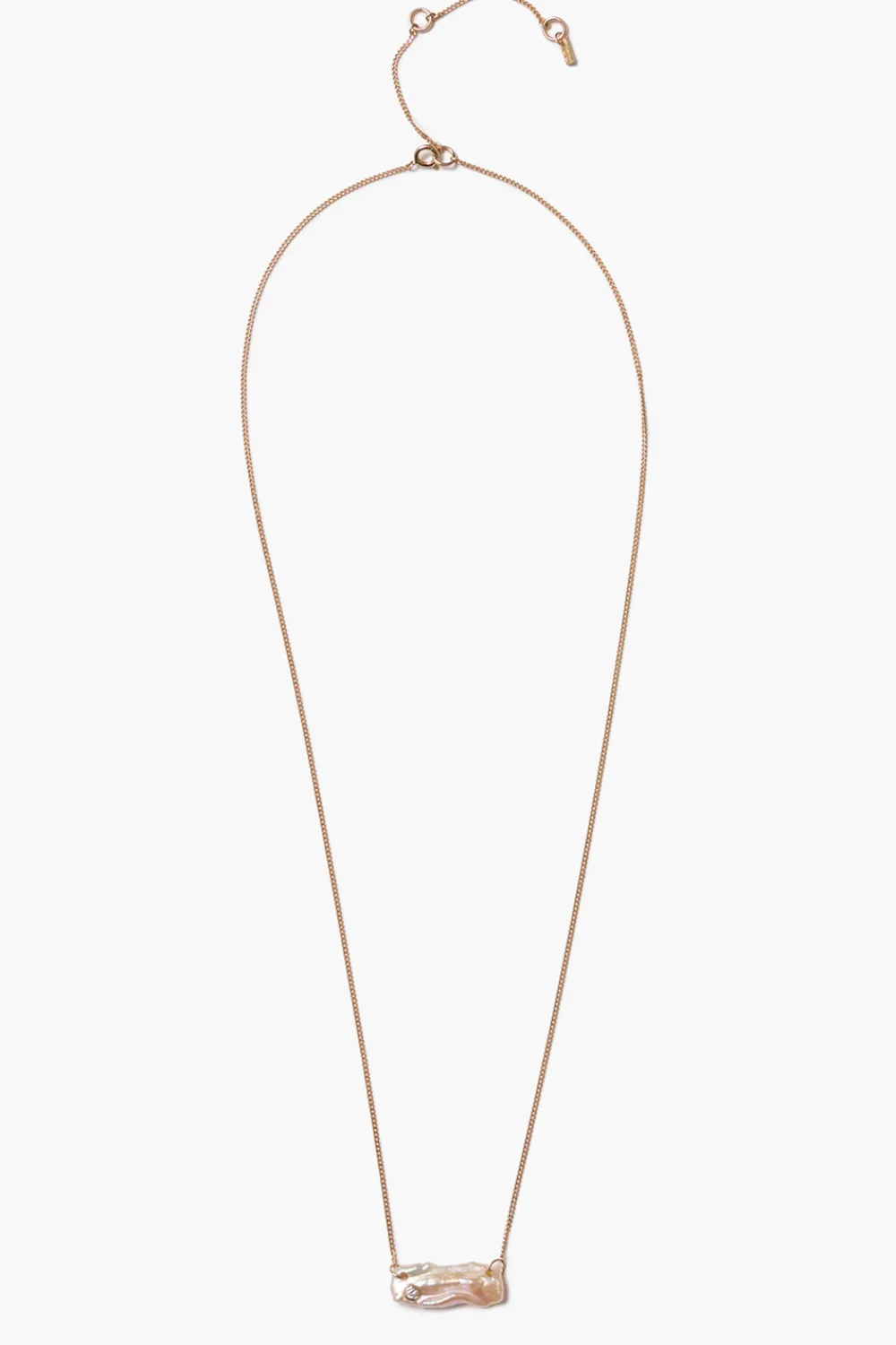 Chan Luu 14k Diamond Biwa Bar Necklace Pearl