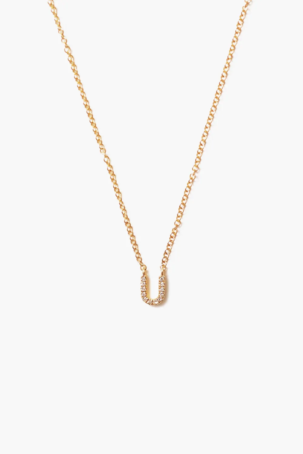 Chan Luu 14k Gold and White Diamond Initial Necklace