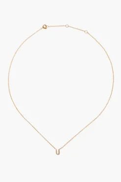 Chan Luu 14k Gold and White Diamond Initial Necklace
