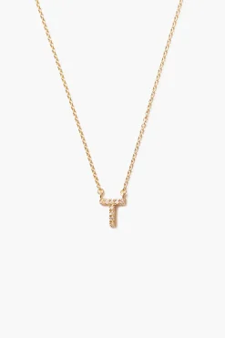 Chan Luu 14k Gold and White Diamond Initial Necklace