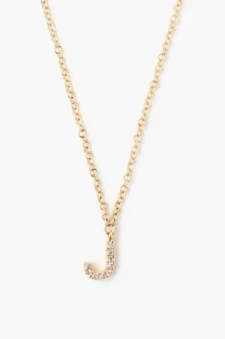 Chan Luu 14k Gold and White Diamond Initial Necklace