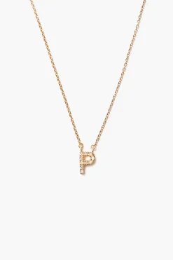 Chan Luu 14k Gold and White Diamond Initial Necklace