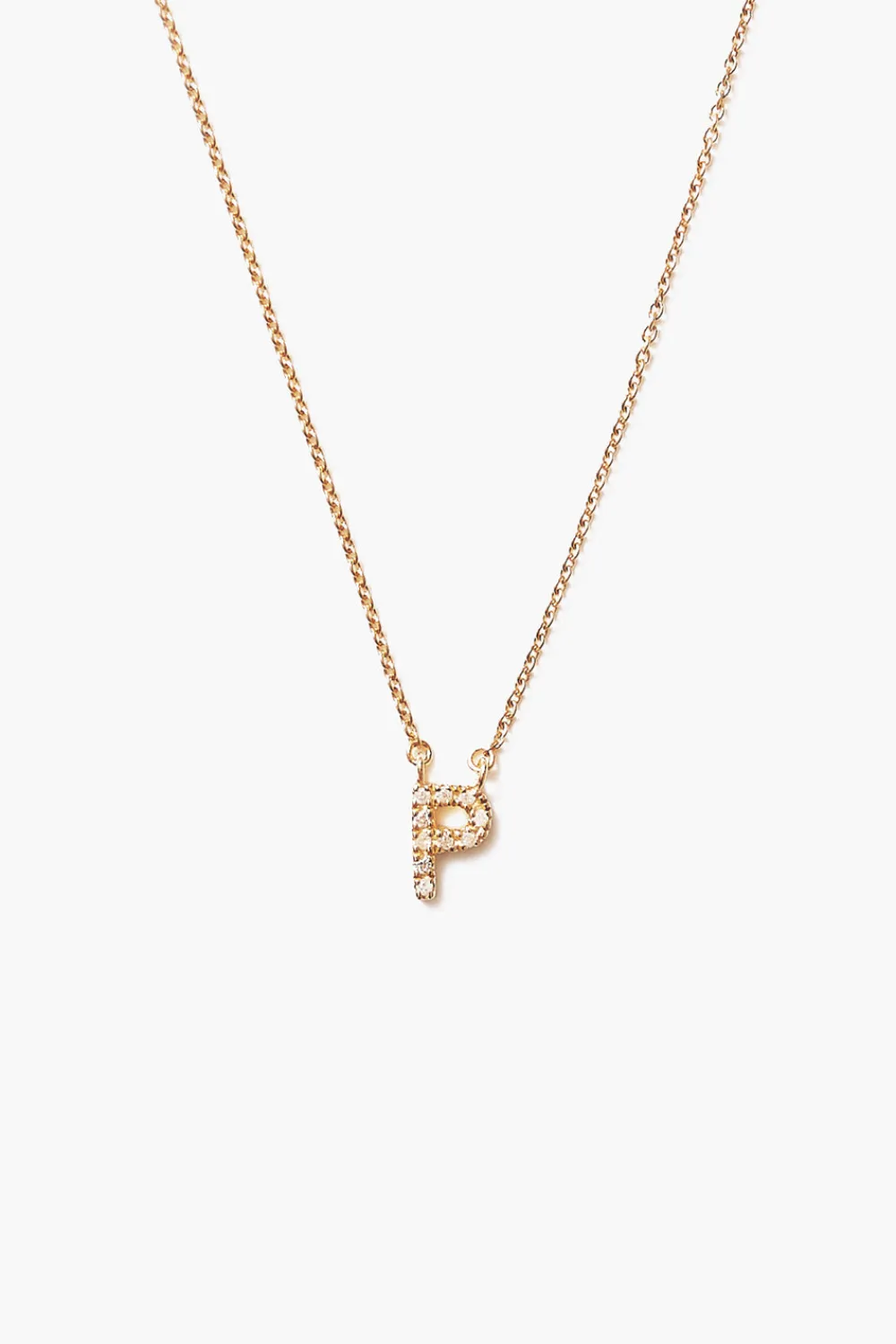 Chan Luu 14k Gold and White Diamond Initial Necklace