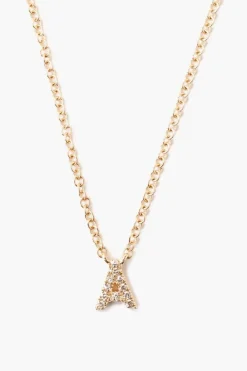 Chan Luu 14k Gold and White Diamond Initial Necklace