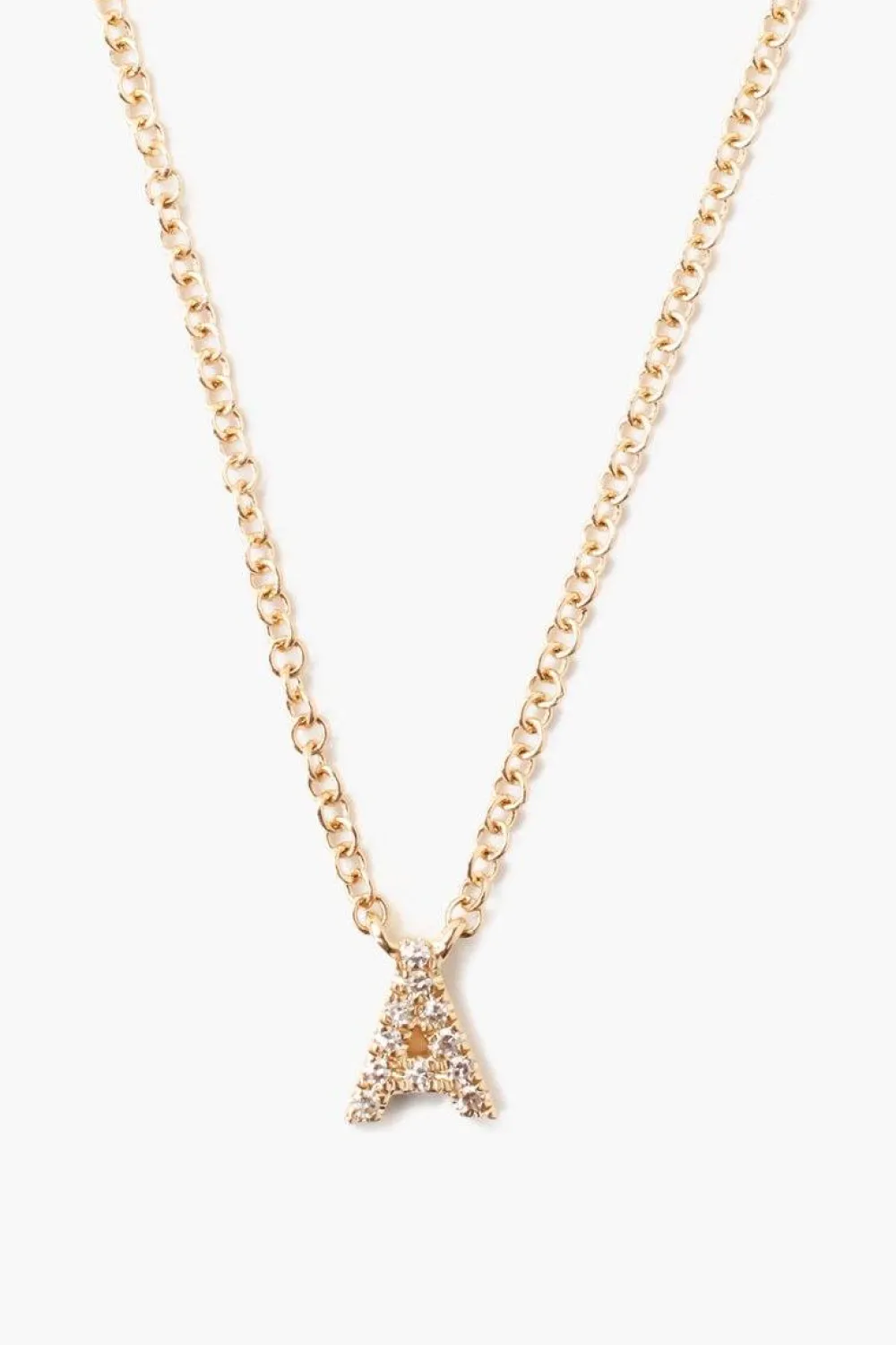 Chan Luu 14k Gold and White Diamond Initial Necklace