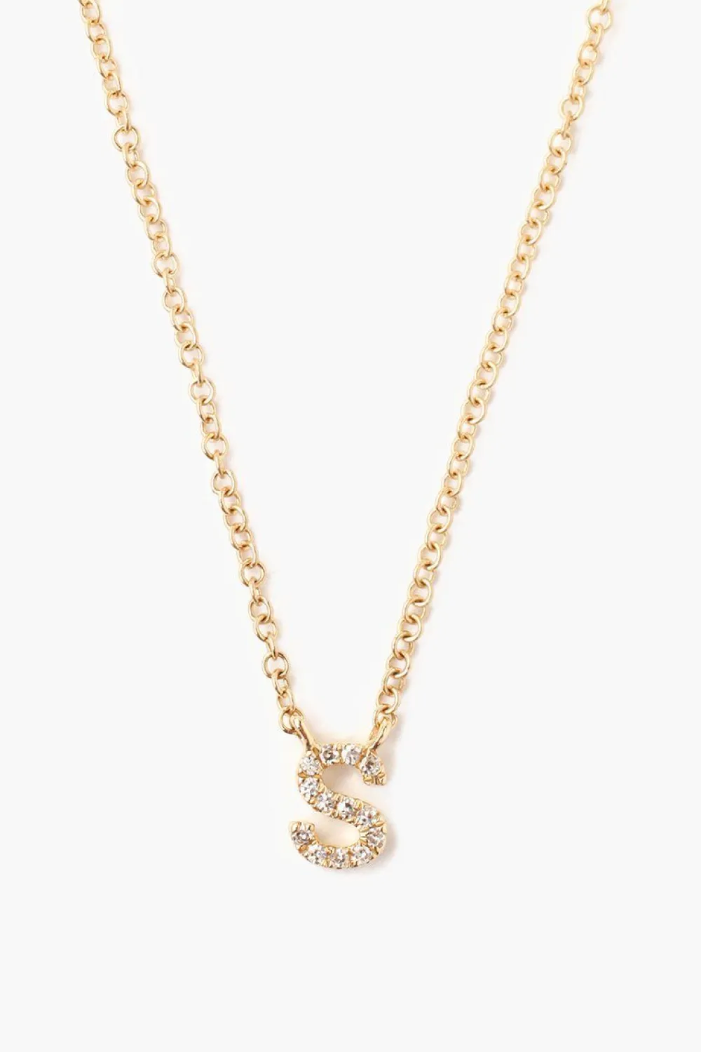Chan Luu 14k Gold and White Diamond Initial Necklace