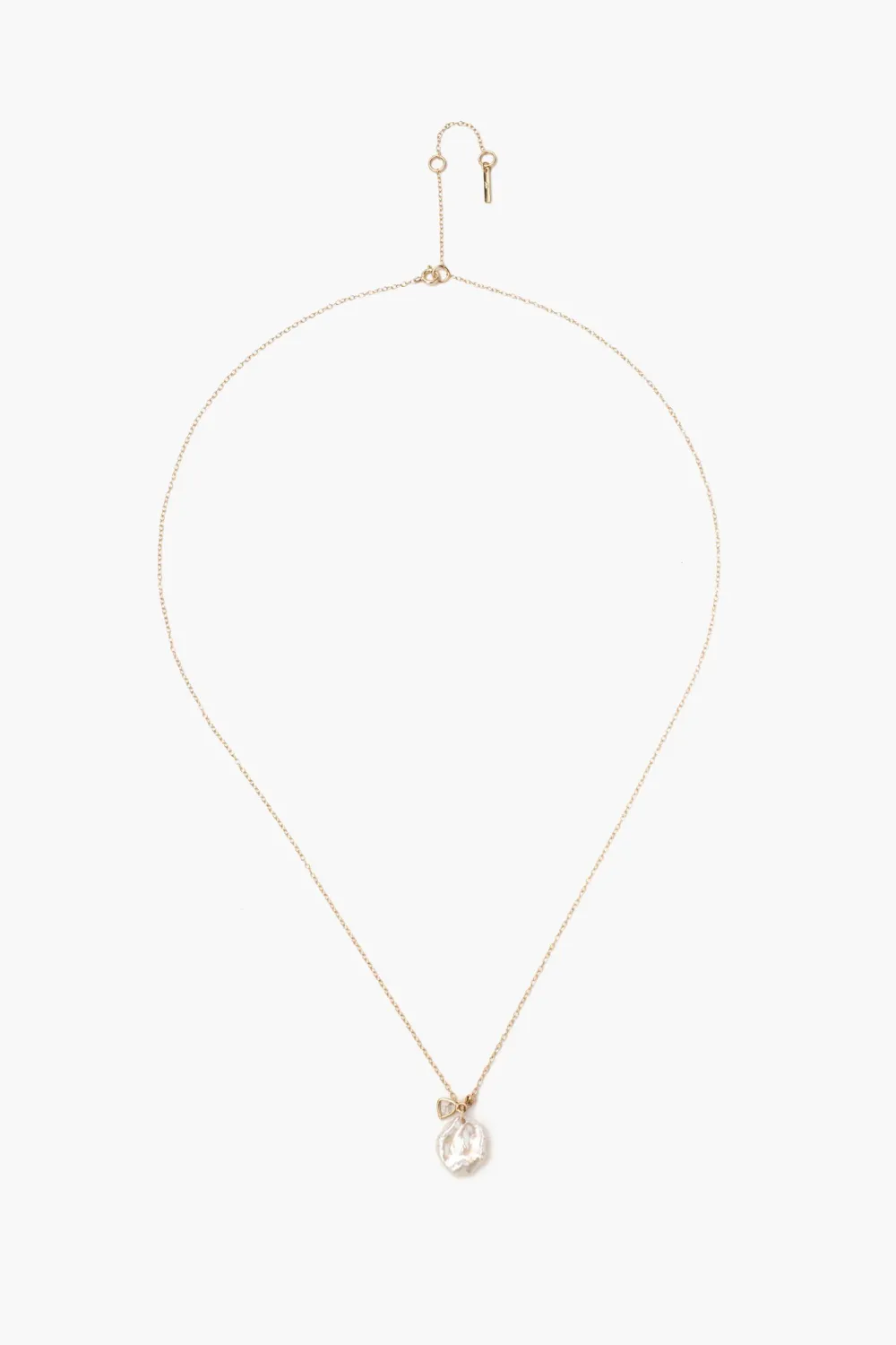 Chan Luu 14k Keshi Pearl and Sliced Champagne Diamond Necklace