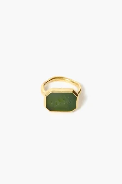 Chan Luu 14k Pegasus Intaglio Ring Green Jade
