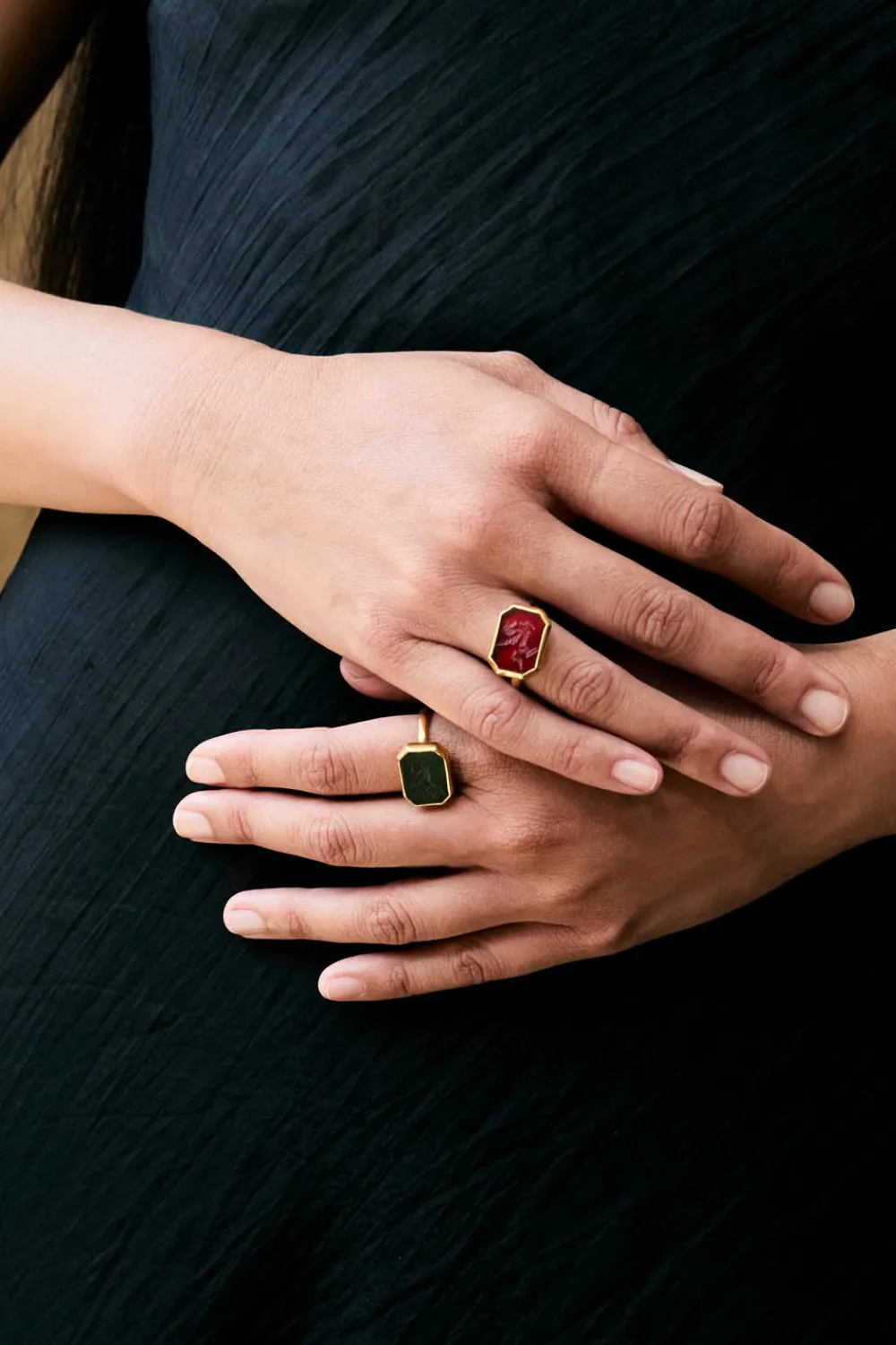 Chan Luu 14k Pegasus Intaglio Ring Green Jade