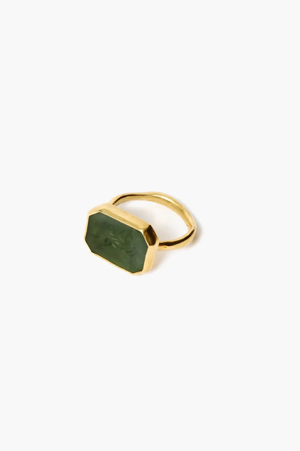 Chan Luu 14k Pegasus Intaglio Ring Green Jade