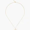 Chan Luu 14k White Baroque Pearl Cross and Champagne Diamond Necklace