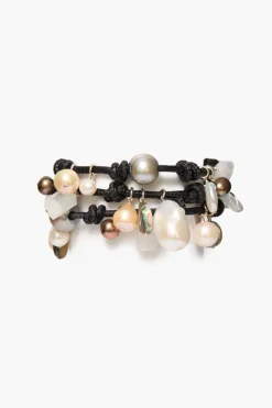 Chan Luu Lea Leather Three Wrap Bracelet Black