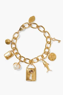 Chan Luu Lock and Key Charm Bracelet Gold