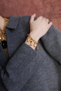 Chan Luu Lock and Key Charm Bracelet Gold