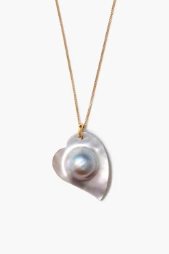 Chan Luu Mabe Heart Necklace Grey Pearl