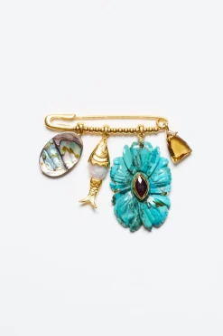 Chan Luu Magnolia Brooch Turquoise