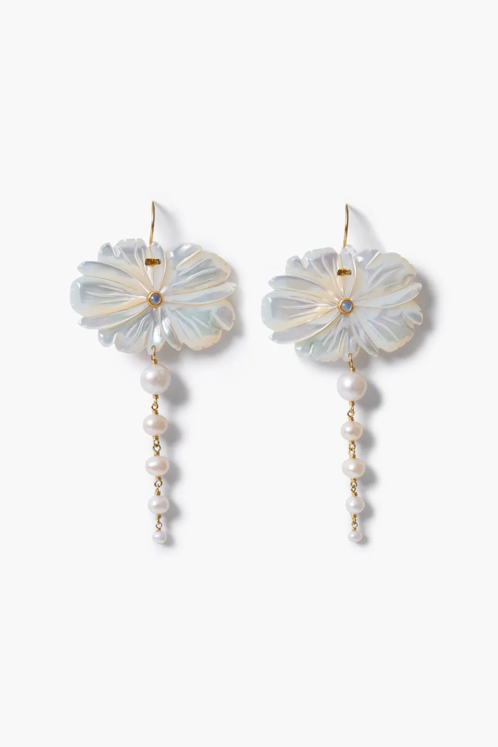 Chan Luu Magnolia Drop Earrings White