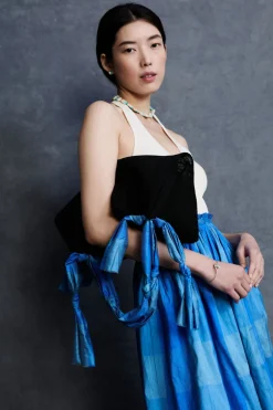 Chan Luu Mesh Net Tote Blue Check