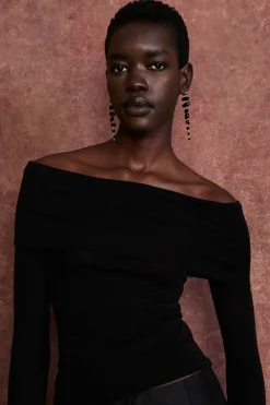 Chan Luu Mizumi Earrings Black Obsidian