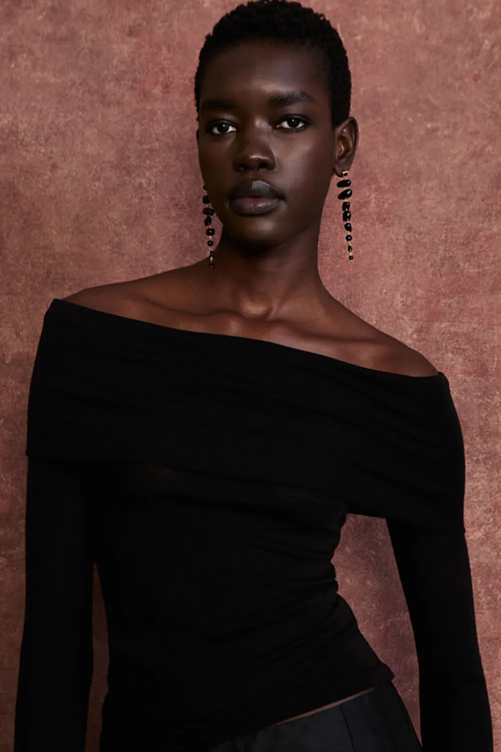 Chan Luu Mizumi Earrings Black Obsidian