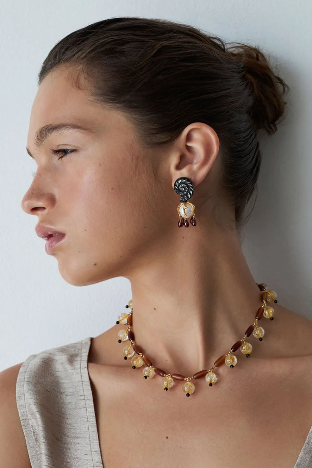 Chan Luu Nautilus Drop Earrings Black MOP