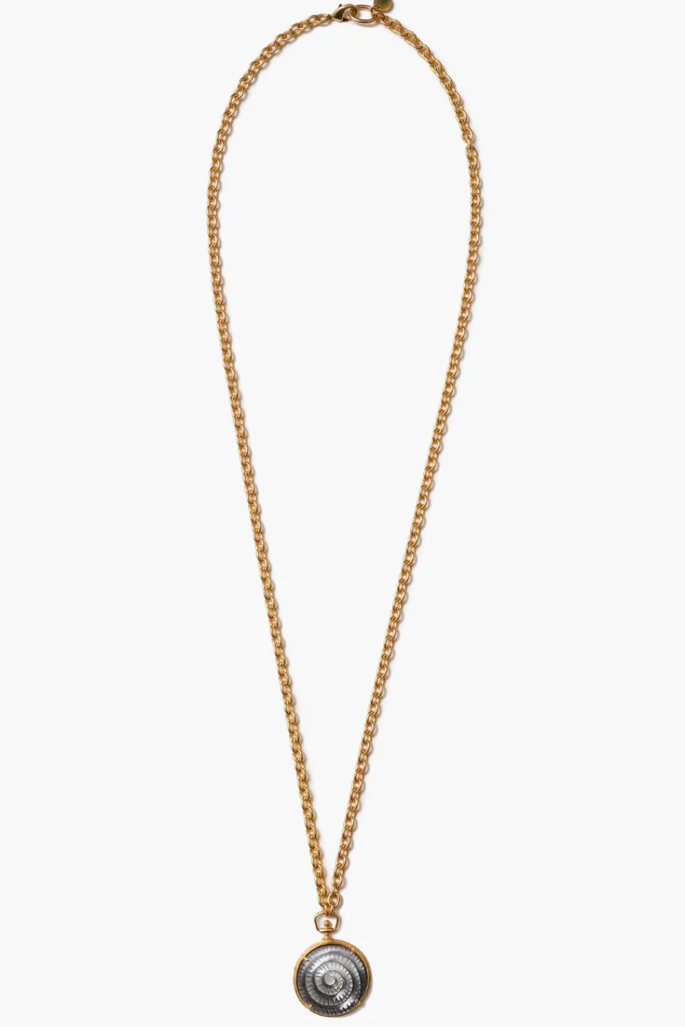 Chan Luu Nautilus Pocket Watch Necklace Black MOP