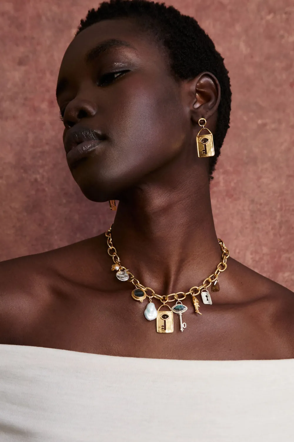 Chan Luu Padlock Earrings Gold
