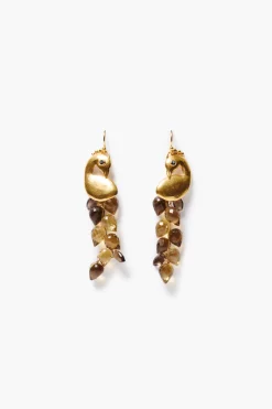 Chan Luu Peacock Chandelier Earrings Whiskey Quartz