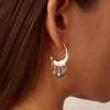Chan Luu Petite Crescent Grey Pearl and Labradorite Mix Silver Hoop Earrings