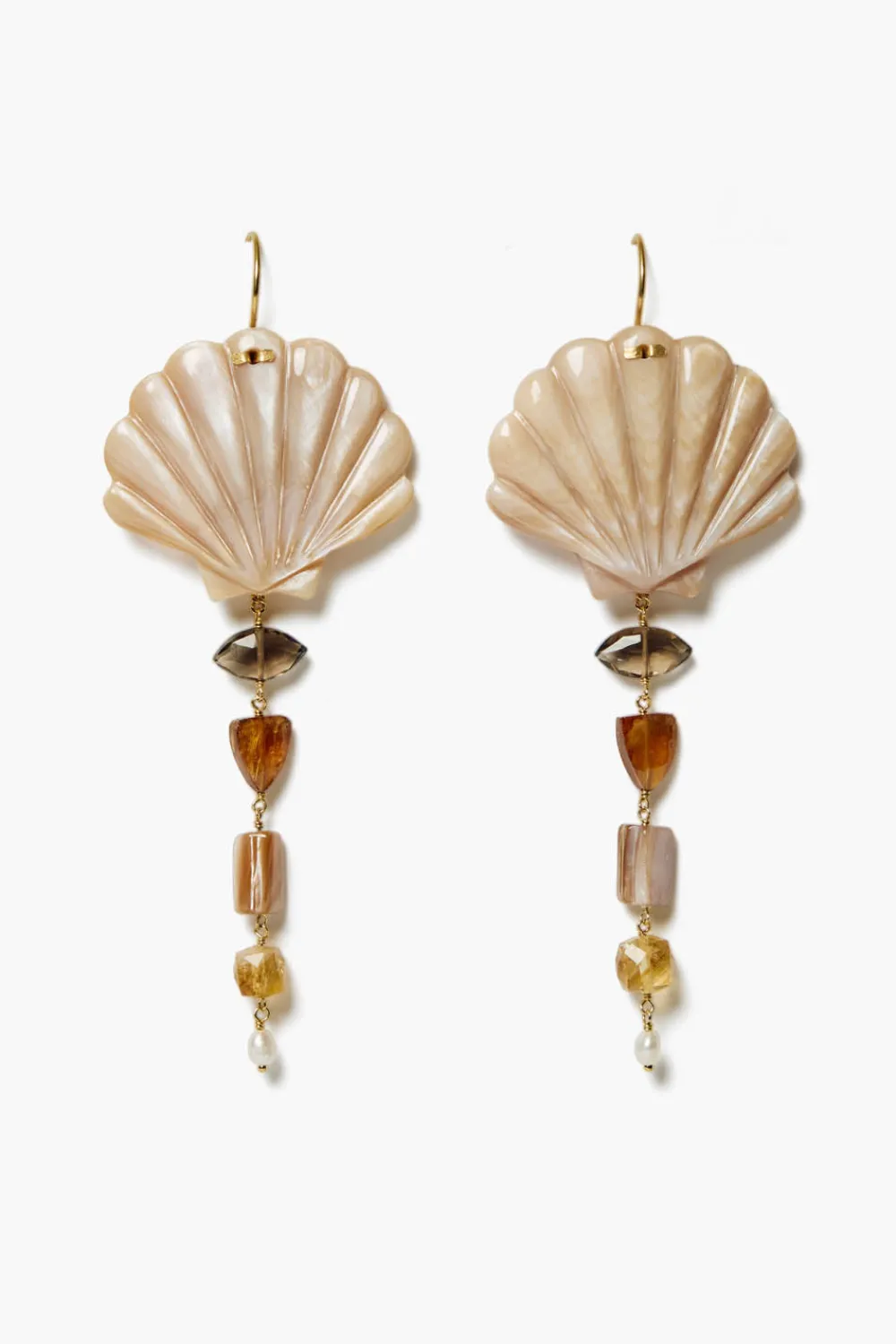Chan Luu Scallop Drop Earrings Natural Mix