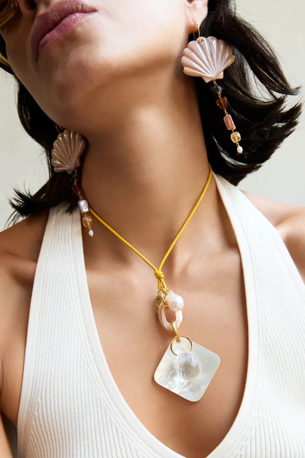 Chan Luu Scallop Drop Earrings Natural Mix
