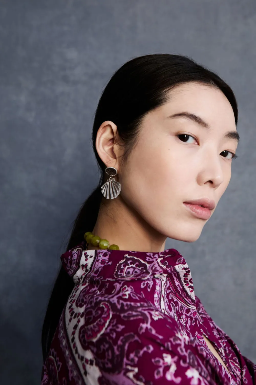 Chan Luu Scallop Earrings Clear Quartz