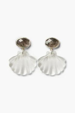 Chan Luu Scallop Earrings Clear Quartz