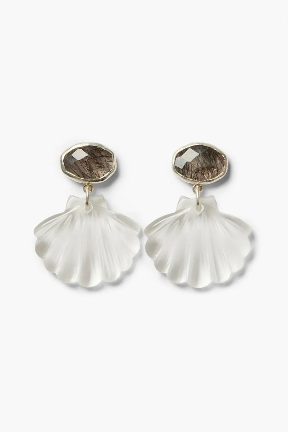 Chan Luu Scallop Earrings Clear Quartz