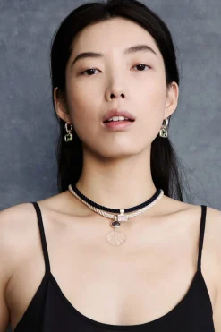 Chan Luu Scallop Twist Cord Necklace Clear Quartz