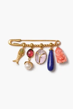 Chan Luu Scarab Brooch Multi