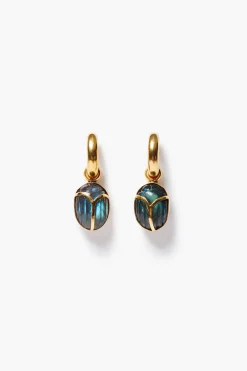 Chan Luu Scarab Hoop Earrings Labradorite