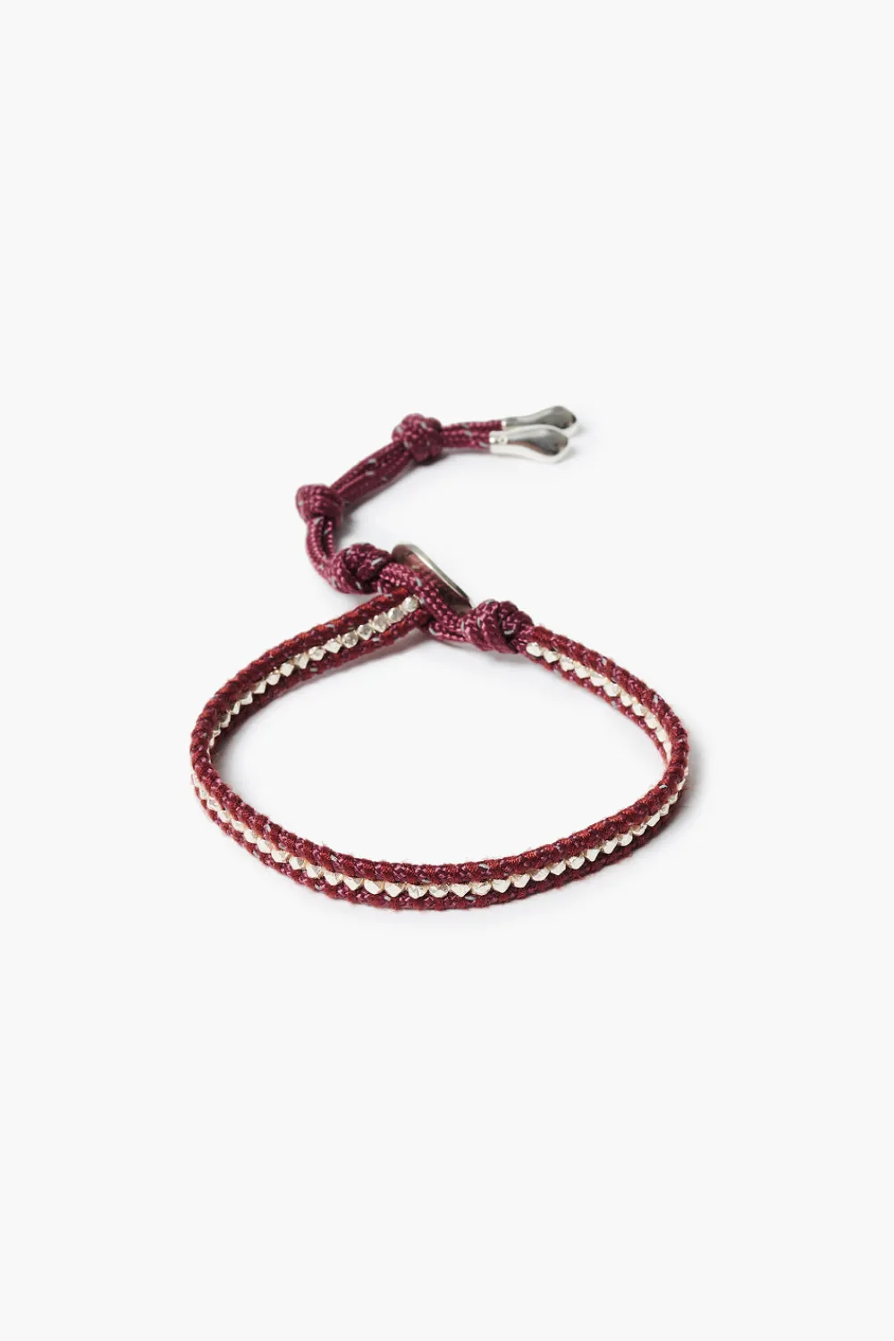Chan Luu Sterling Silver Single Wrap Bracelet Maroon